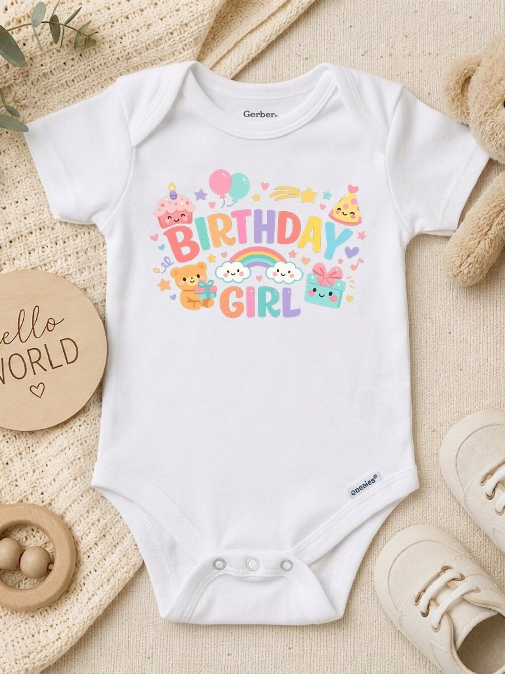 Birthday Girl Retro Bodysuit - Rainbow Kids ONESIE® Gift
